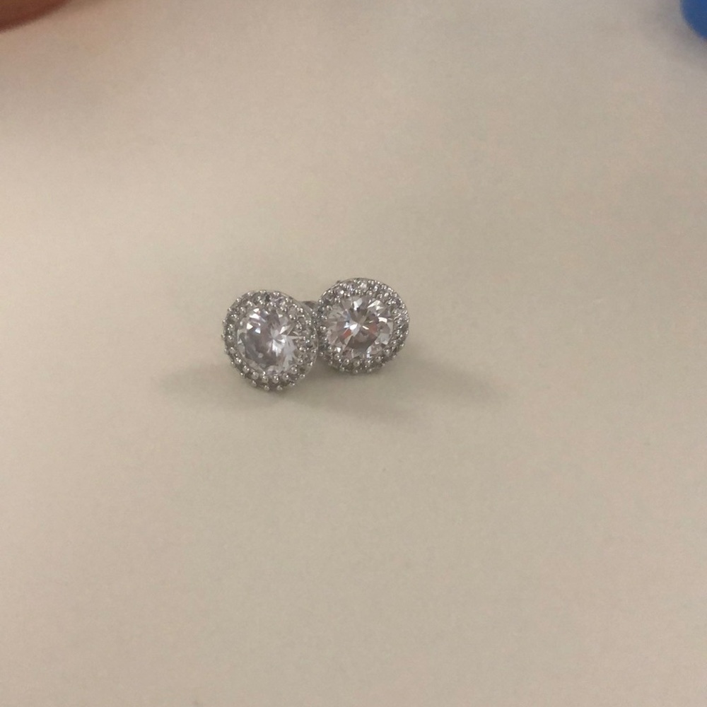 Earrings silver faux diamond hypoallergenic